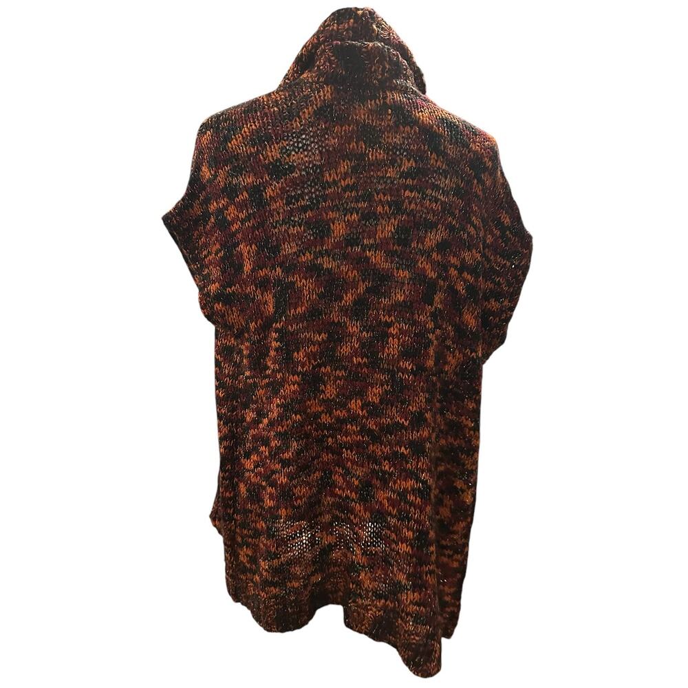 Erika Orange Red Black Sleeveless Sweater Cardigan Small - Picture 2 of 4